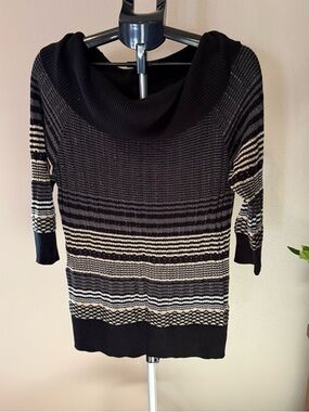Outback Red Black & Cream Striped Cowl Sweater